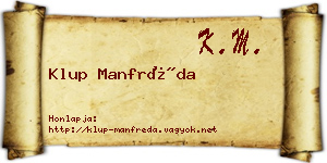 Klup Manfréda névjegykártya
